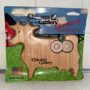 Vintage Chicago Cutlery Wooden Cow Knife Sharpener  New Sealed‎ Deadstock